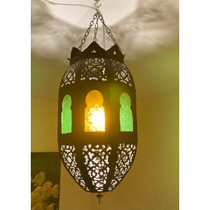 Moroccan Classic Metal Lampshade with coloured glass from Marrakesh 