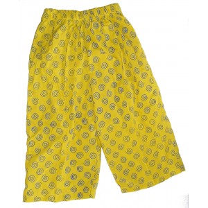 Kids Colourful Cotton Elasticated Children's Yellow Spiral Print Trousers - Fair Trade
