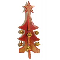 Fair Trade Festive Red Wooden Christmas Tree Tabletop Decorations