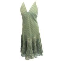 Classic Army Green Indian Cotton Maria Midi Length Summer Sun Dress - Fair Trade 100% Cotton 