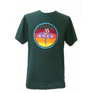 Fair Trade Embroidered Classic Kathmandu T Shirt ( Green T Shirt)