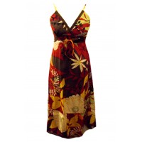 Bold Floral Patterned Red Carmen Summer Maxi Dress - Fair Trade 100% Cotton 