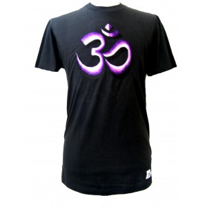 Fair Trade Embroidered Classic Purple Om T Shirt ( Black T Shirt)