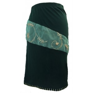 Fair Trade Green Stretchy Ophelia Jersey Skirt with Sari Detail