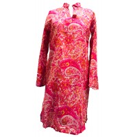 Beautiful  Floaty Cotton Kaftan - Pink Paisley Print - Fair Trade